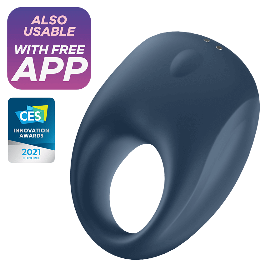 Satisfyer Strong One Blue Silicone Vibrating Cock Ring for Enhanced Intimacy