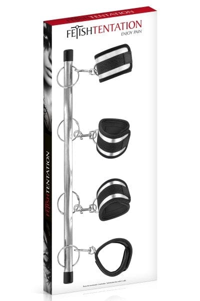 Adjustable Fetish BDSM Submission Bar with 4 Handcuffs