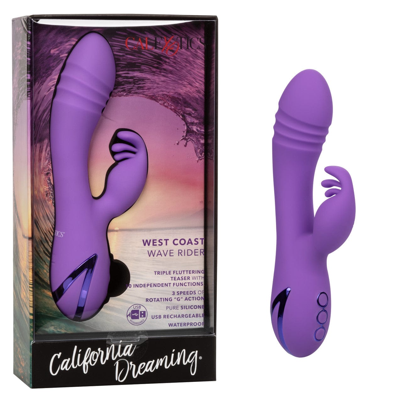 Calexotics California Dreaming Waterproof West Coast Wave Rider Adult Vibrator for Solo and Couples' Play