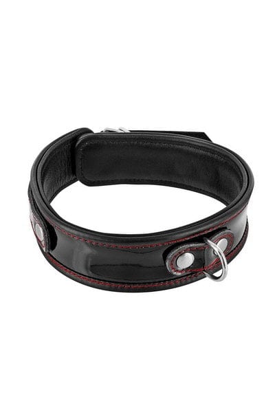 Premium Fetish Leather Collar in Striking Black and Red