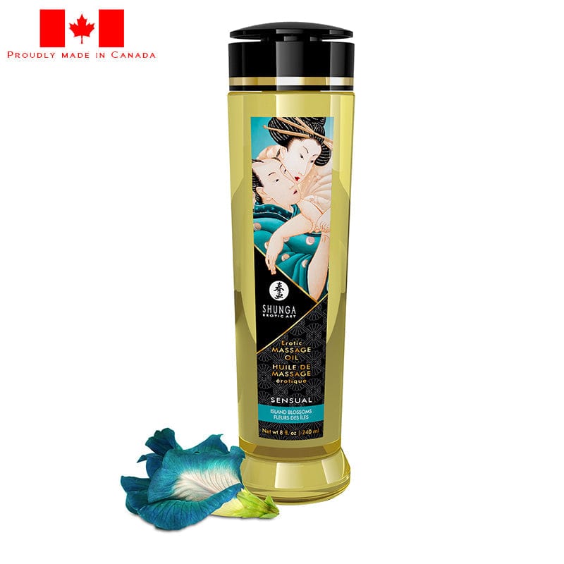 8oz Shunga Sensual Island Blossom Erotic Massage Oil with Natural Blend