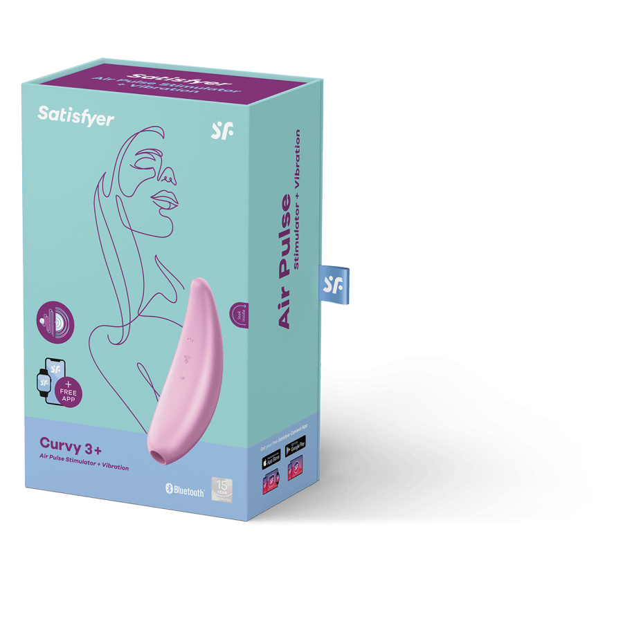 Pink Satisfyer Curvy 3+ Clitoral Stimulator with Air Pulse and Vibration