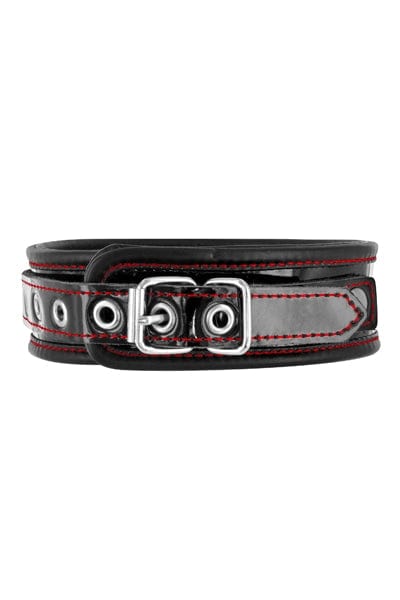 Premium Fetish Leather Collar in Striking Black and Red