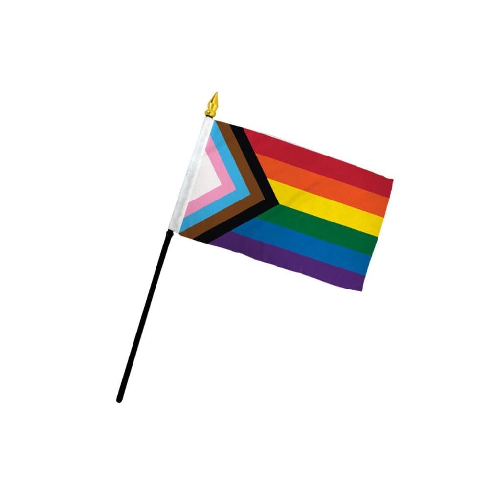 4 x 6 Flags Importer Progress Stick Rainbow Pride Flag for Desks, Tables and Parades