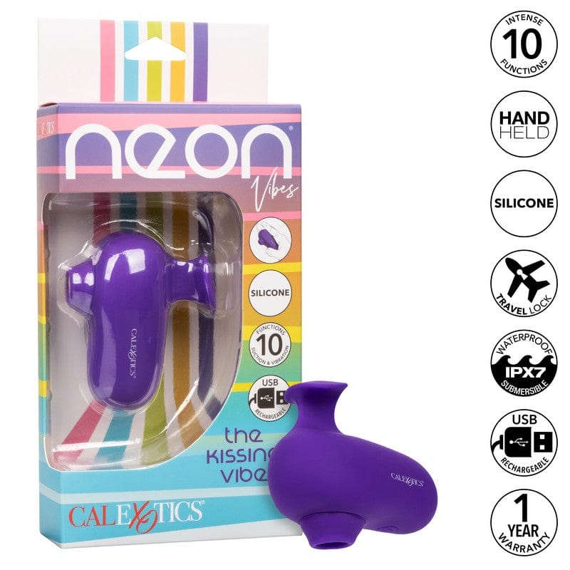 Calexotics Neon Vibes Luxury Handheld Personal Pleasure Massager - The Kissing Vibe