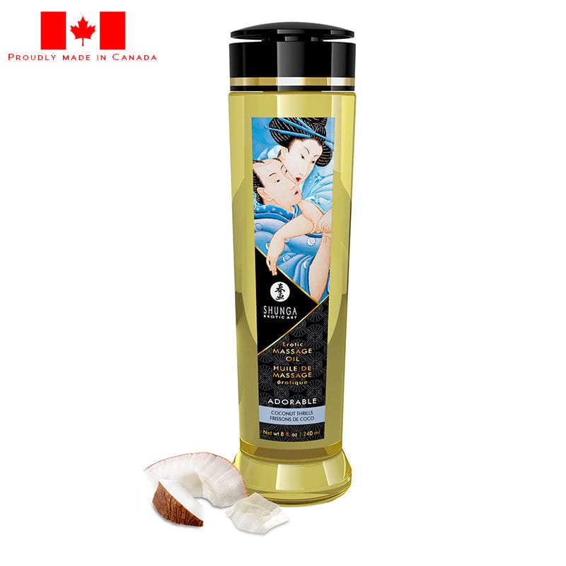8oz Canadian-Made Shunga Coconut Erotic Massage Oil with Natural Blend