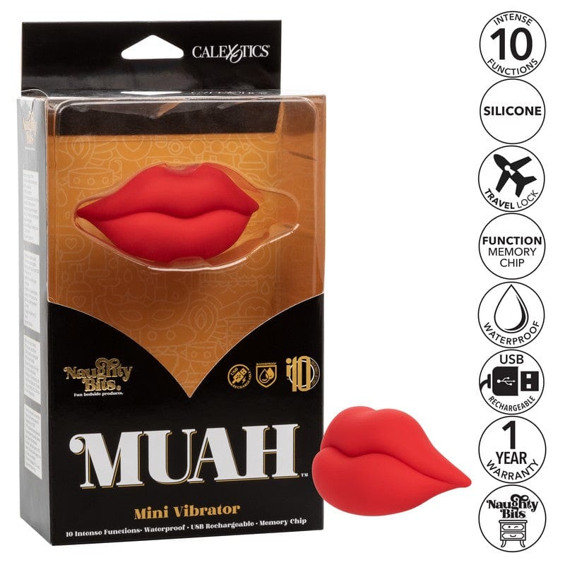 Calexotics Naughty Bits Muah Mini Handheld Silicone Vibrator for Intense Massage