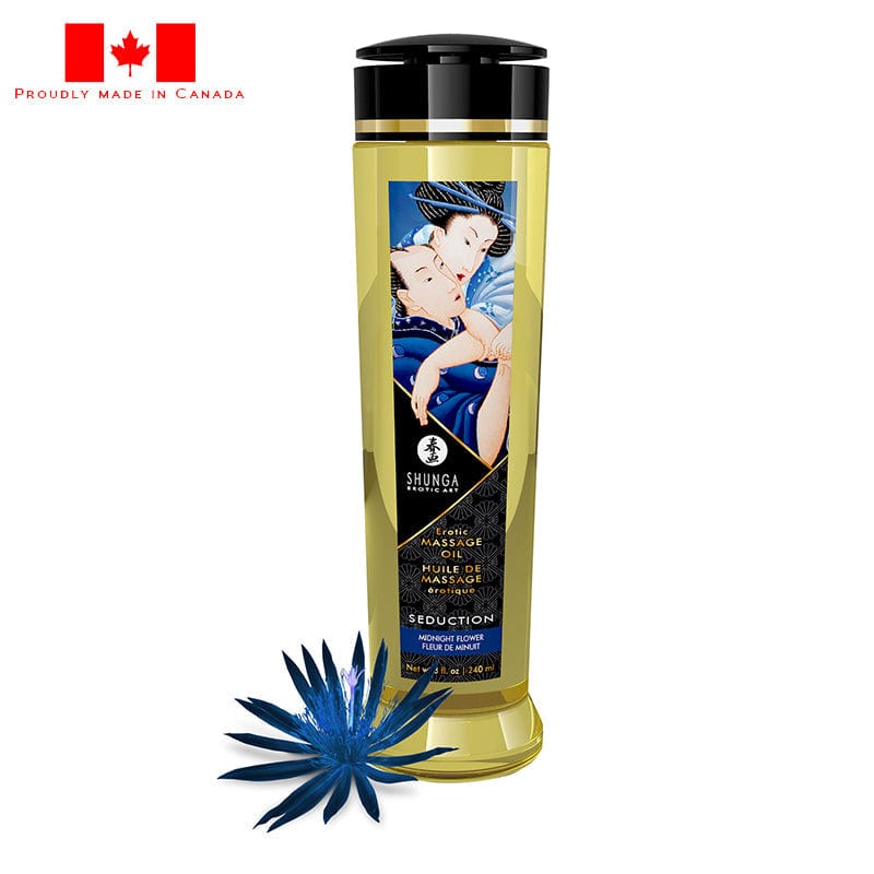 8oz Shunga Midnight Flower Scented Erotic Massage Oil with Natural Cold - Pressed Ingredients