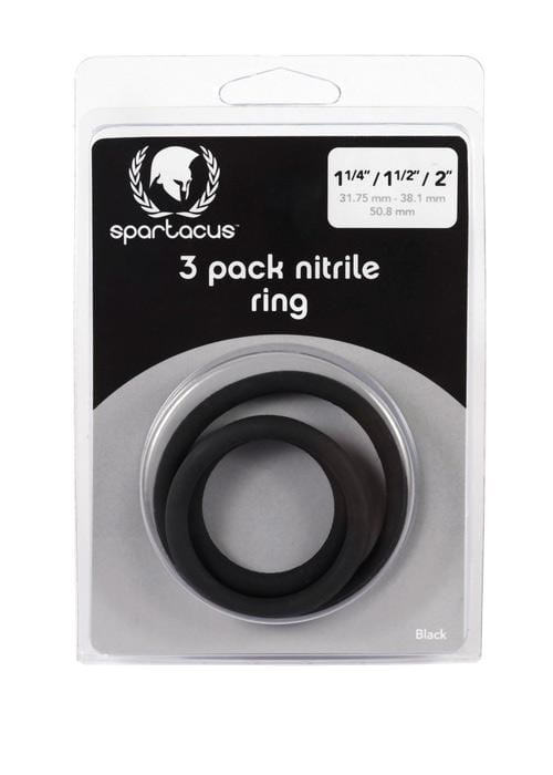 Black Spartacus Nitrile Durable Cock Ring Set with Three Sizes