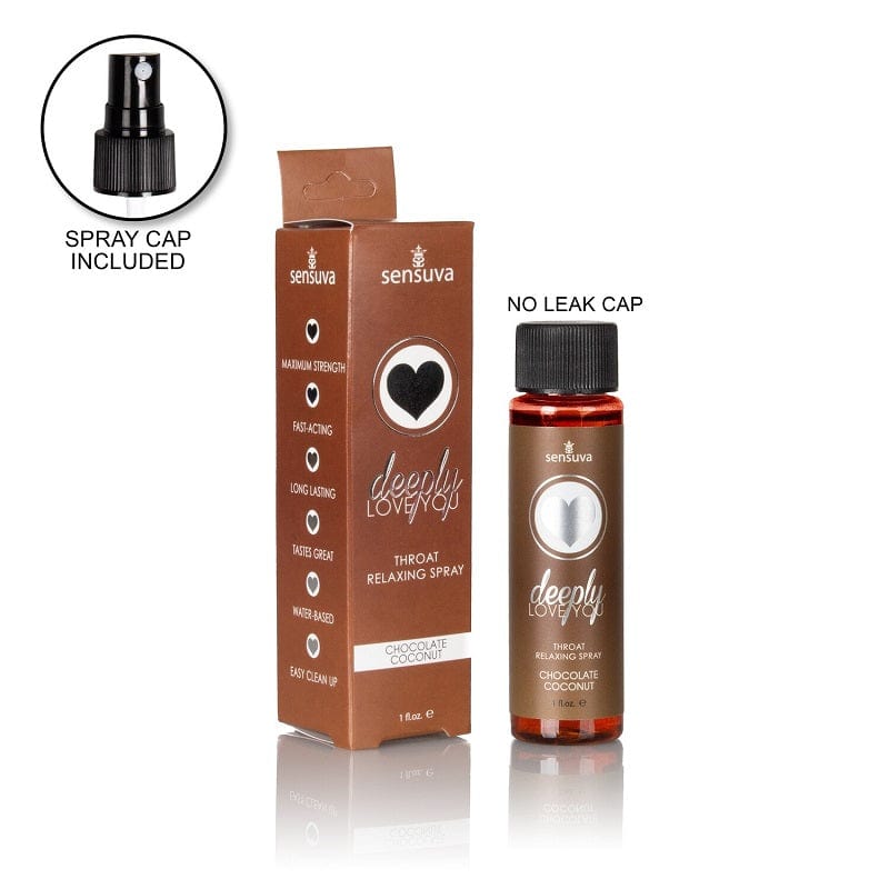 Sensuva Deeply Love You Chocolate Coconut Flavored Throat Relaxing and Desensitizing Spray for Enhanced Intimacy and Throat Comfort