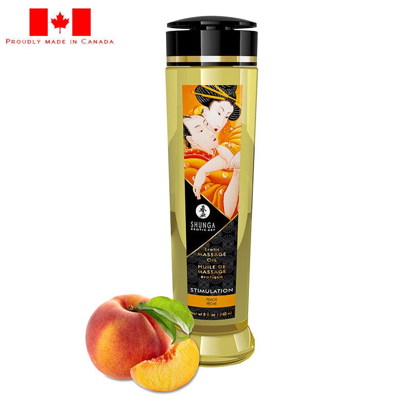 8oz Peach Shunga Erotic Massage Oil for Libido Stimulation