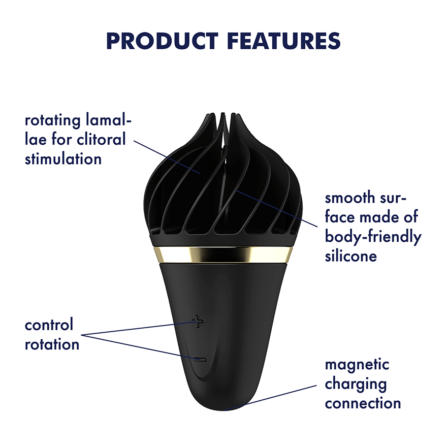 Black Satisfyer Sweet Treat Clitoral Rotating Vibrator - Ideal for Intense Pleasure