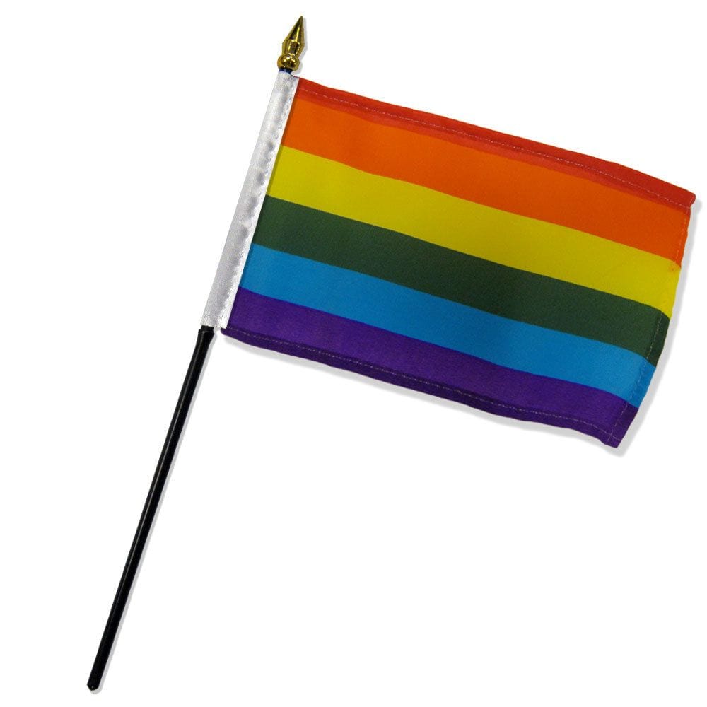 4 x 6 Polyester Rainbow Stick Pride Flag for Desks and Parades