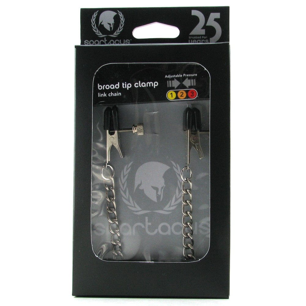 Adjustable Broad-Tipped Spartacus Nipple Clamps with Link Chain