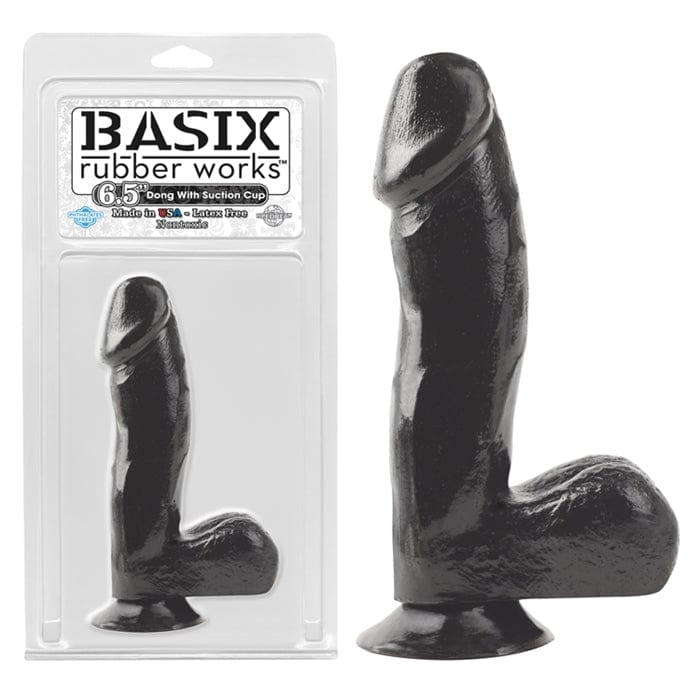Pipedream Products Basix Black 6.5-Inch Dong with Suction Cup, an American-Made Adult Toy