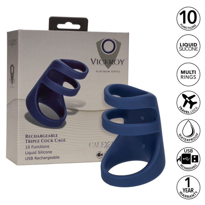 Calexotics Viceroy Rechargeable Triple Silicone Cock Ring with 10 Vibration Modes