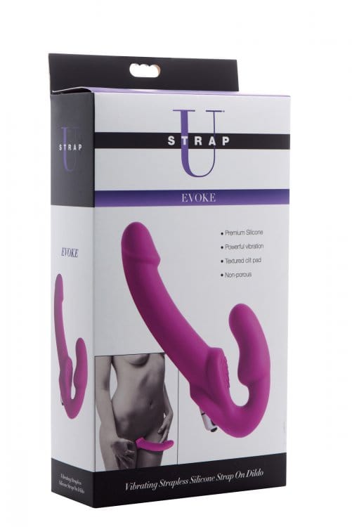 XR Brands Evoke Rechargeable Silicone Vibrating Strapless Double Dildo
