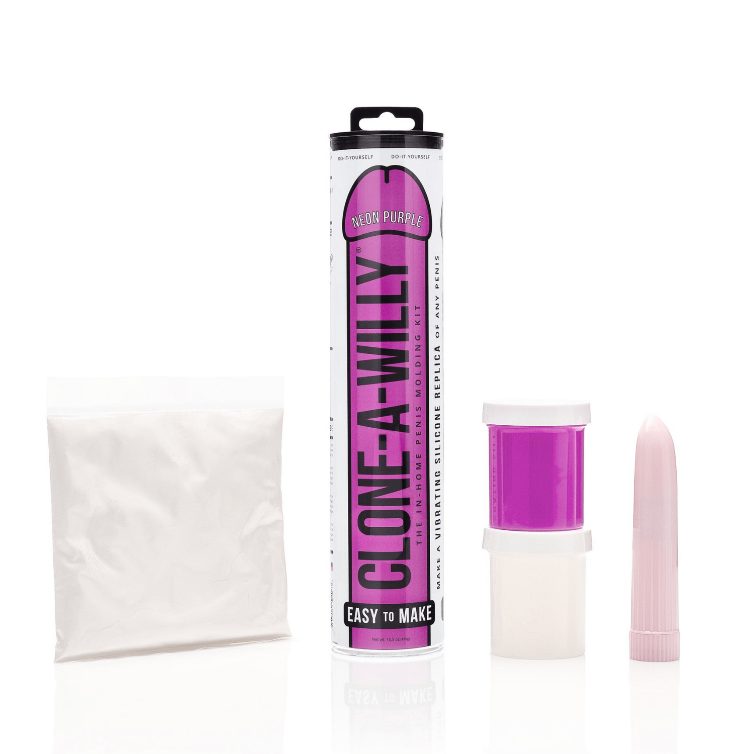 Empire Labs Neon Purple Vibrating Customizable Penis Casting Kit - Create Your Own Silicone Sex Toy Replica