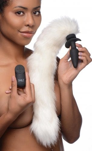Tailz Snap-On Vibrating Silicone Anal Plug Set with 3 Different Animal Tails and Remote Control for Adult Play