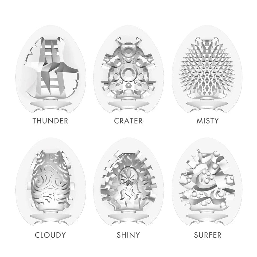 Tenga 6-Pack of Disposable Hard Boiled Egg Masturbators with Diverse Designs