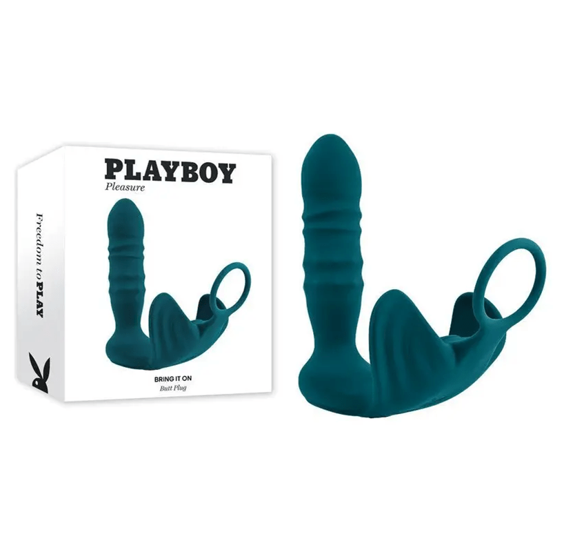 Playboy's Exciting Thrusting Beaded Butt Plug with Vibrating Ball Ring
