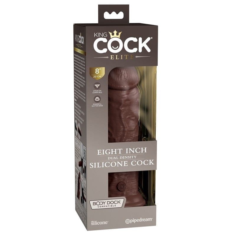 Pipedream Products 8-Inch Brown King Cock Elite Silicone Penis Replica
