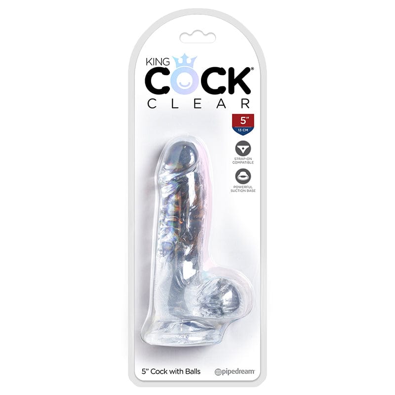 Pipedream Products Translucent King Cock Dildo with Realistic Balls - 5 Inches