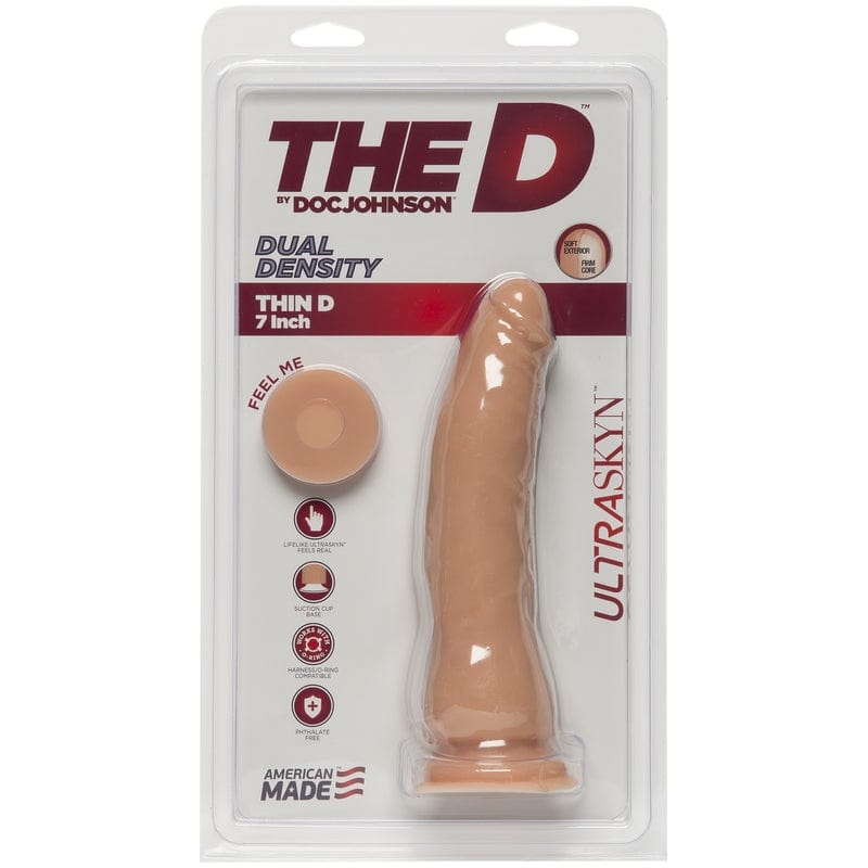 Doc Johnson The D Slim-Shafted UltraSkyn Dildo in 7-Inch Vanilla Flavor