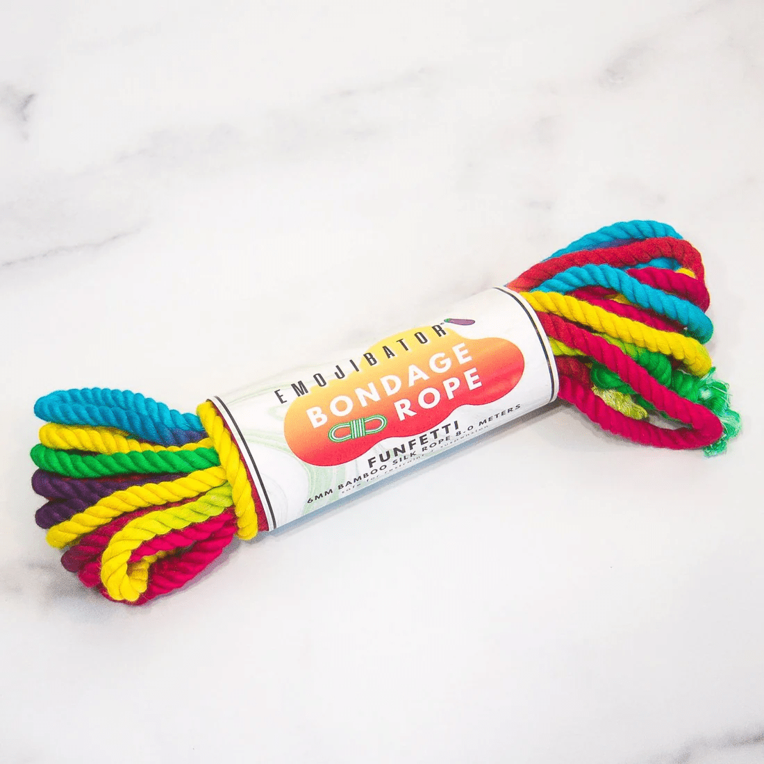 Colorful Emojibator Funfetti Rainbow-themed Bondage Rope for Safe and Thrilling BDSM Play