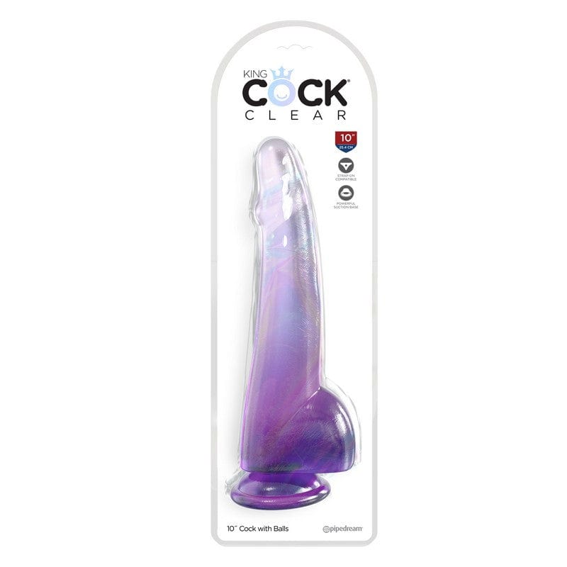 Pipedream Products Realistic Translucent King Cock 10-Inch Dildo With Balls for Intimate Pleasure
