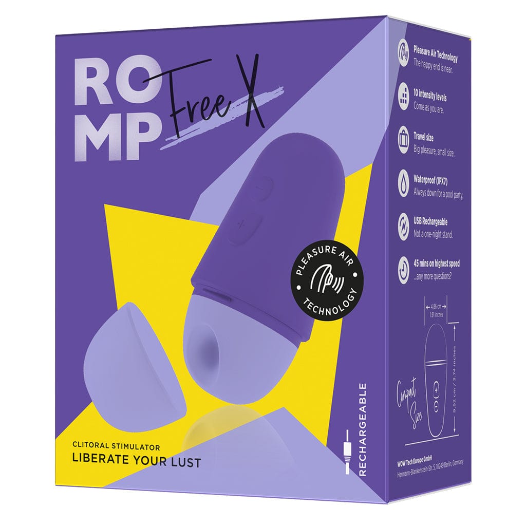 Portable Purple Romp Free X Clitoral Stimulator with 10 Intensity Levels