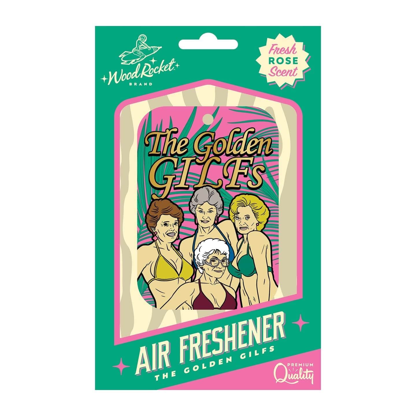 Wood Rocket Golden GILFs Playful Cardboard Air Freshener with Fresh Rose Scent
