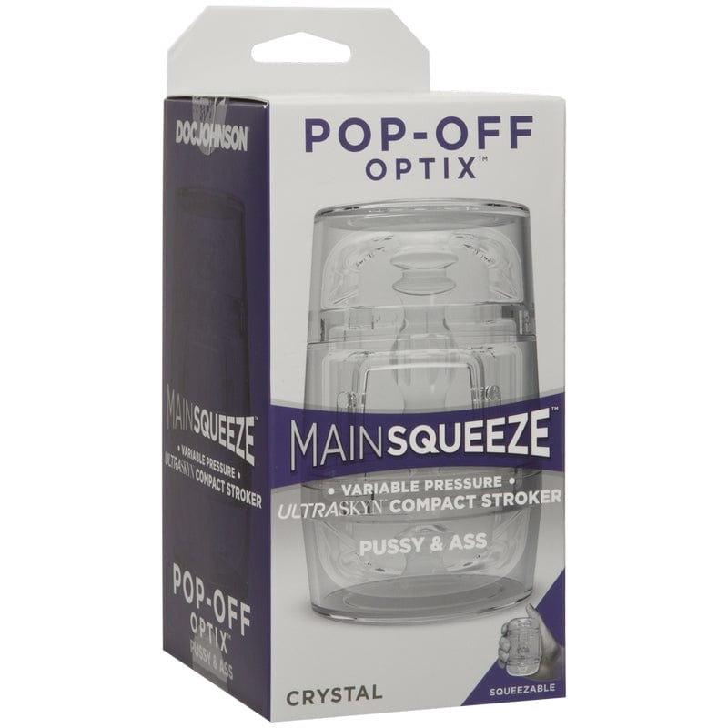 Doc Johnson Transparent Optix Crystal Dual - Opening Main Squeeze Pop - Off Masturbator
