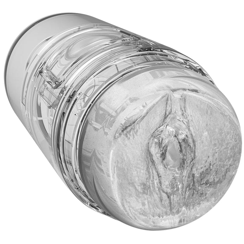 Doc Johnson Transparent Optix Crystal Dual - Opening Main Squeeze Pop - Off Masturbator