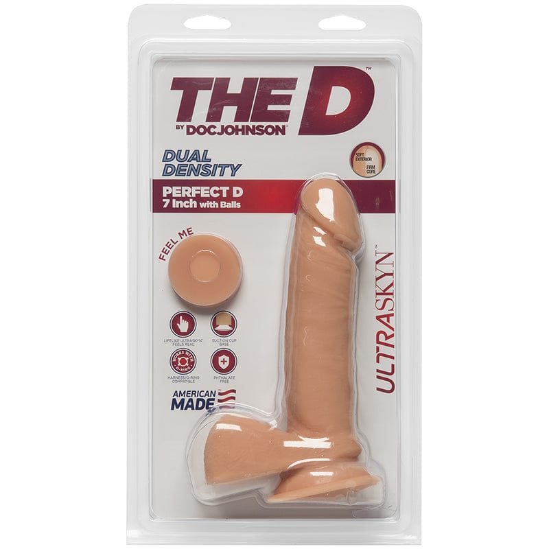 Doc Johnson UltraSkyn Lifelike 7 - Inch Penis - Shaped Pleasure Toy with Balls in Vanilla Flavor