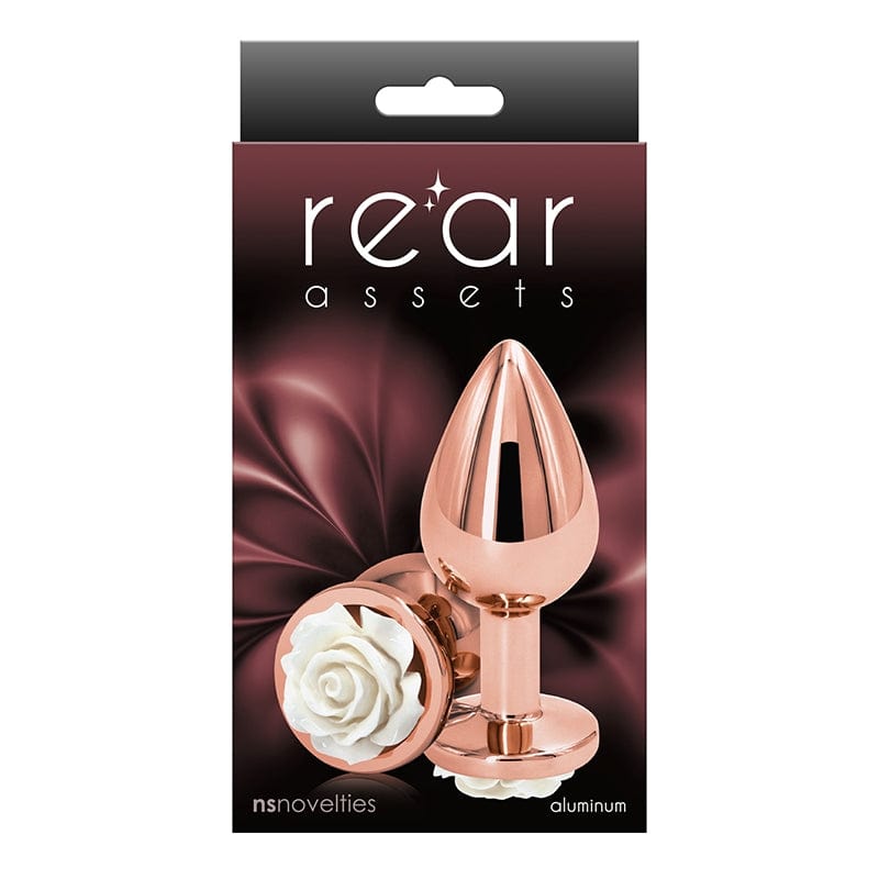 NS Novelties Lightweight Chrome-plated Rose Medium Rear Anal Plug