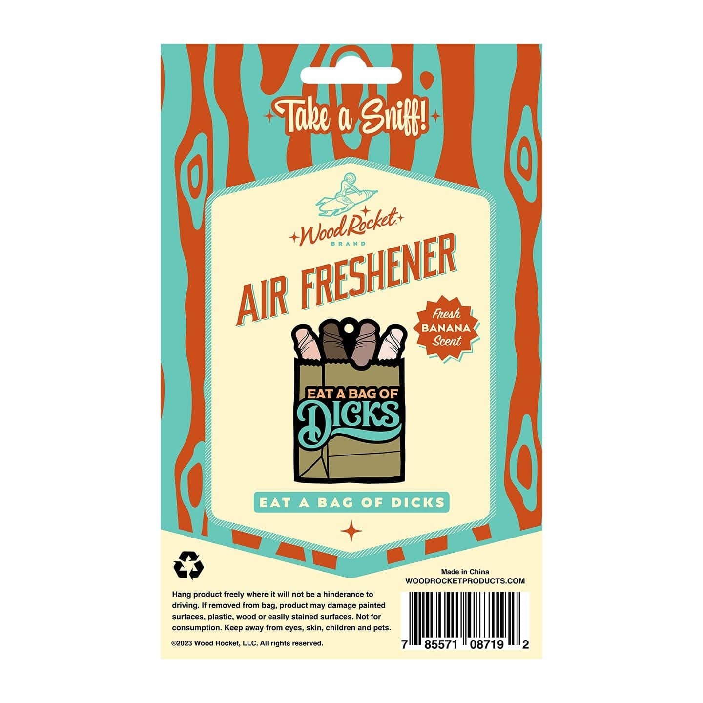 Wood Rocket Durable Cardboard Banana-Scented Air Freshener with Fun Design