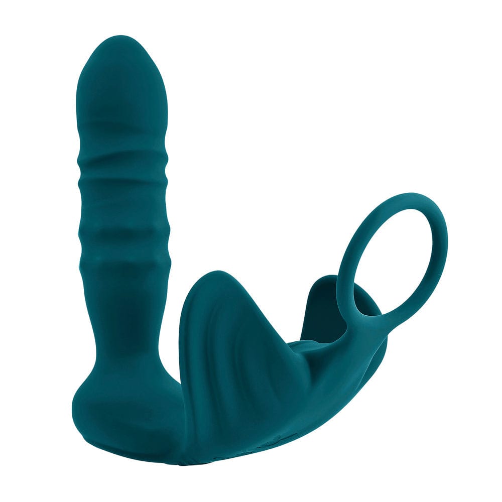 Playboy's Exciting Thrusting Beaded Butt Plug with Vibrating Ball Ring
