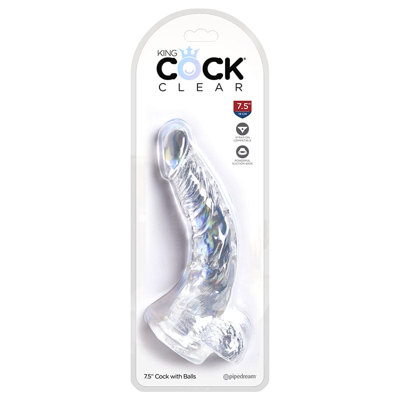 Pipedream Products Translucent King Cock Sex Toy - 7.5 Inches with Realistic Balls