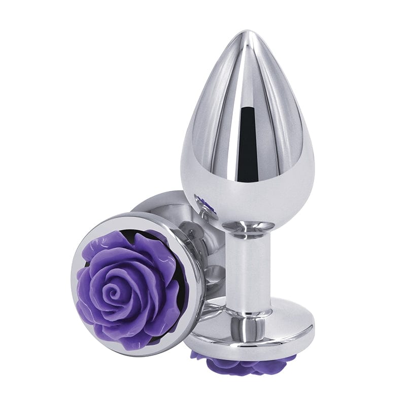 NS Novelties Lightweight Chrome-plated Rose Medium Rear Anal Plug