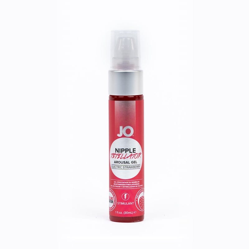 System JO Electric Nipple Titillator with Strawberry Flavored Arousal Gel for Sensual Stimulation