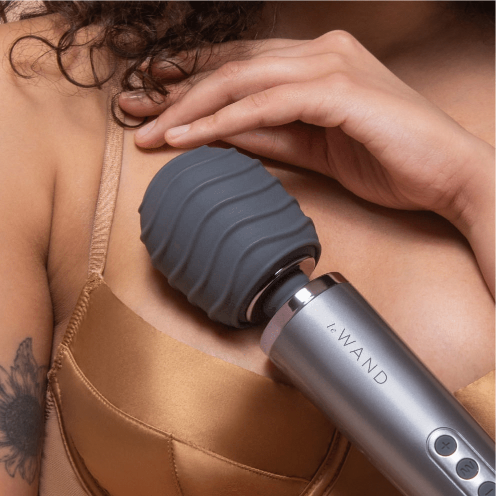 Le Wand Rechargeable Massager's Silicone Covers with Droplet and Spiral Textures