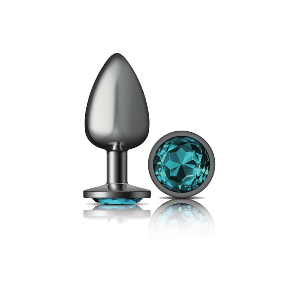 Alluring Gunmetal Grey and Teal Gemstone - Adorned Metal Butt Plug by Cheeky Charms