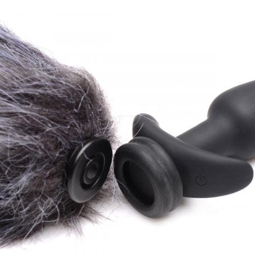 Tailz Snap-On Vibrating Silicone Anal Plug Set with 3 Different Animal Tails and Remote Control for Adult Play