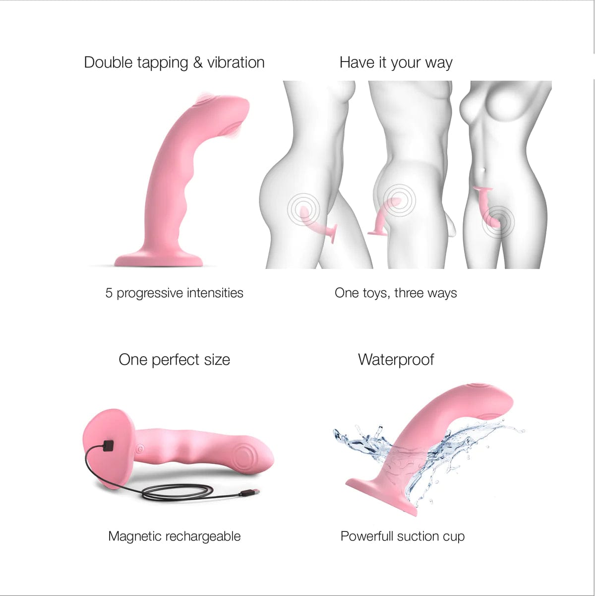 Innovative Double - Tap Vibrating Wave - Shaped Strap - On Dildo
