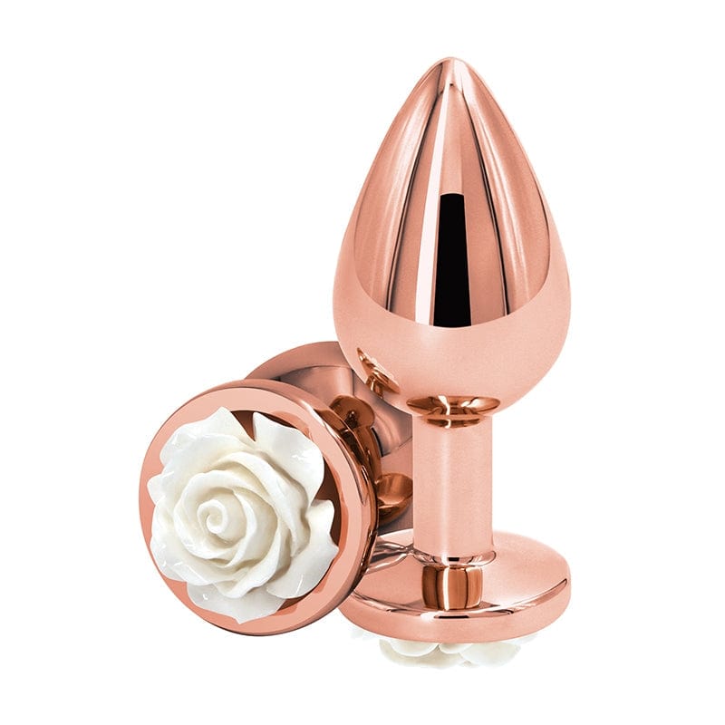 NS Novelties Lightweight Chrome-plated Rose Medium Rear Anal Plug