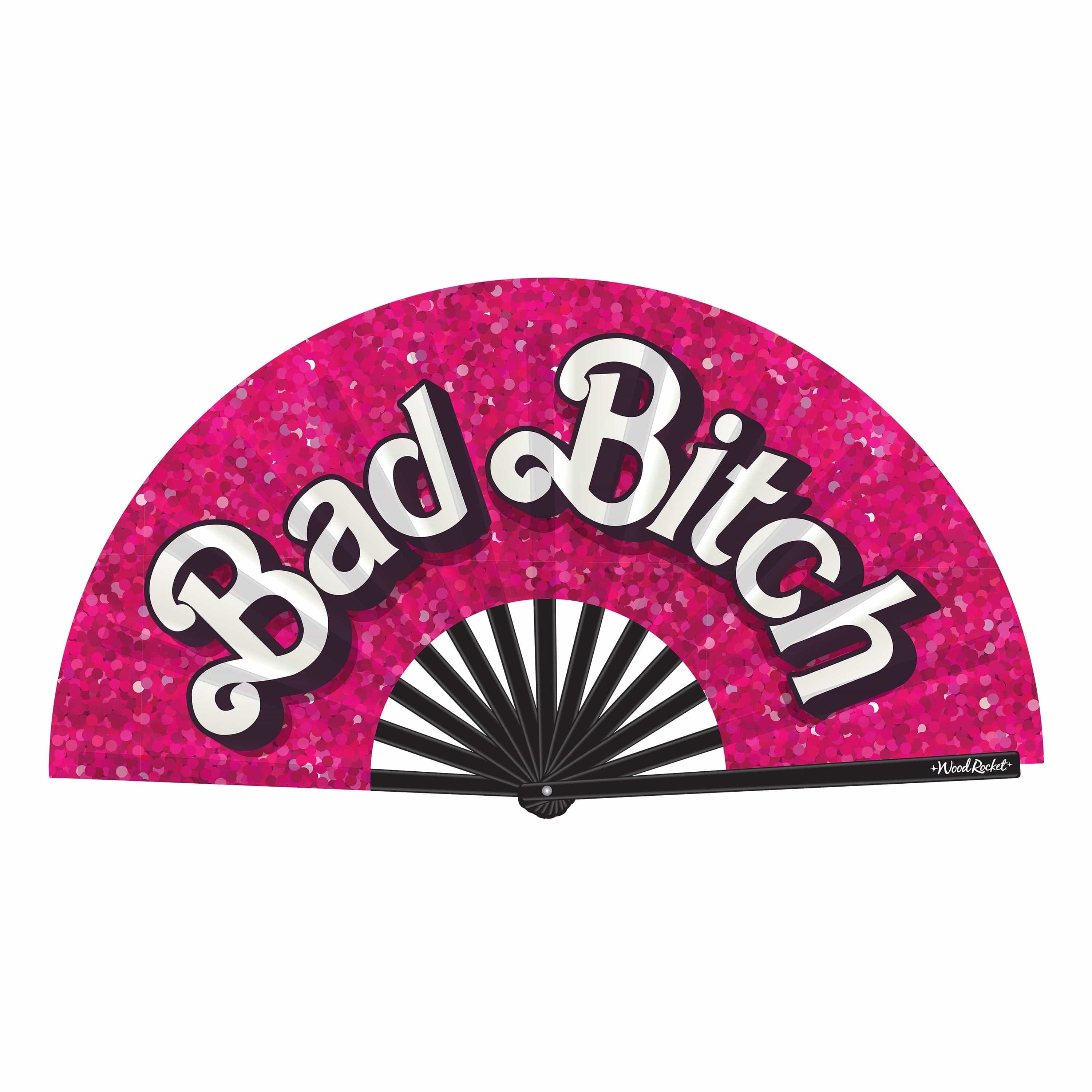 Stylish Oversized Folding Handmade Wood Rocket Bad Girl Fan