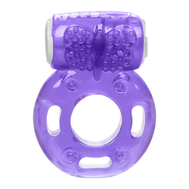 Purple Calexotics Super - Stretchy Vibrating Cock Ring in Foil Pack