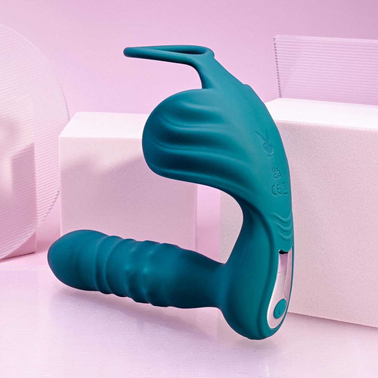 Playboy's Exciting Thrusting Beaded Butt Plug with Vibrating Ball Ring