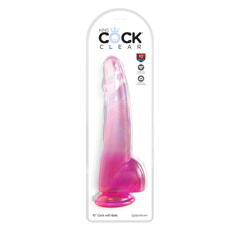 Pipedream Products Realistic Translucent King Cock 10-Inch Dildo With Balls for Intimate Pleasure
